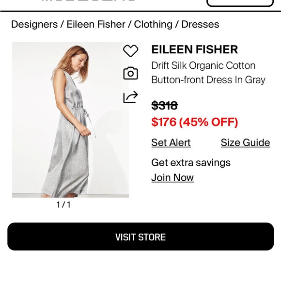 EILEEN FISHER Drift Silk Organic Cotton Button-front Dress In Gray - Picture 3 of 8